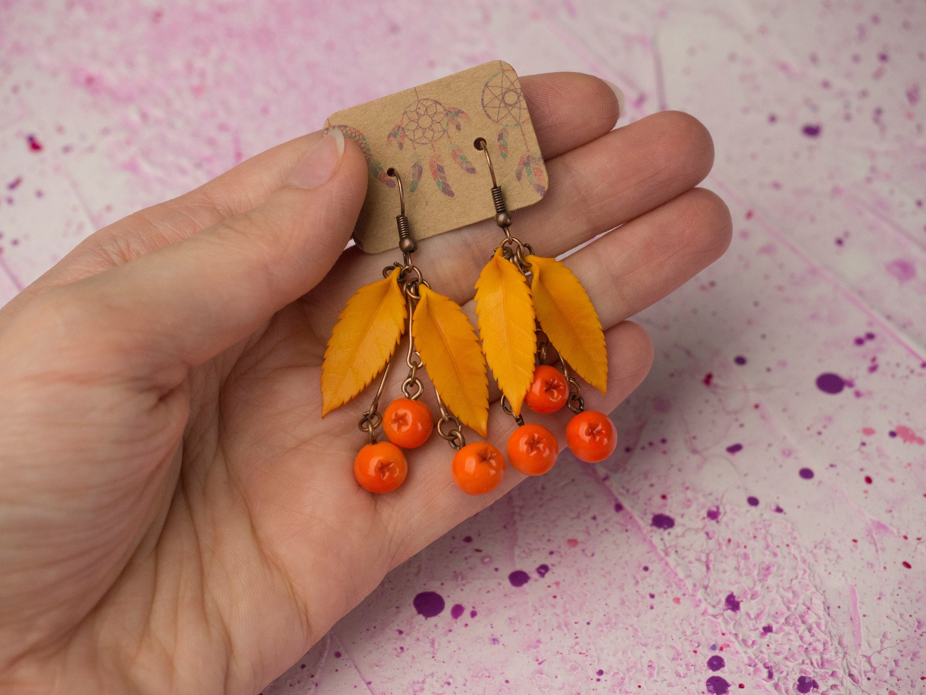 Burnt orange earrings Polymer clay earrings Fruit earrings Etsy
