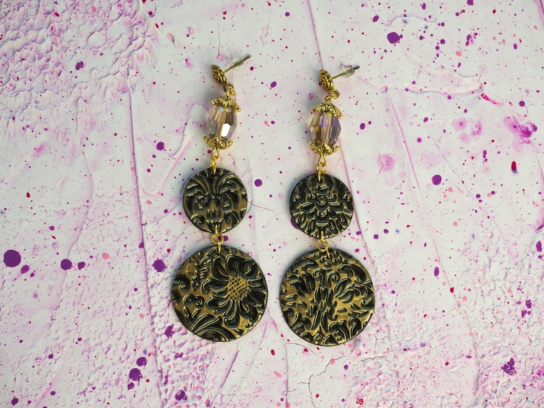 Polymer clay earrings black Goth earrings Mismatched earrings