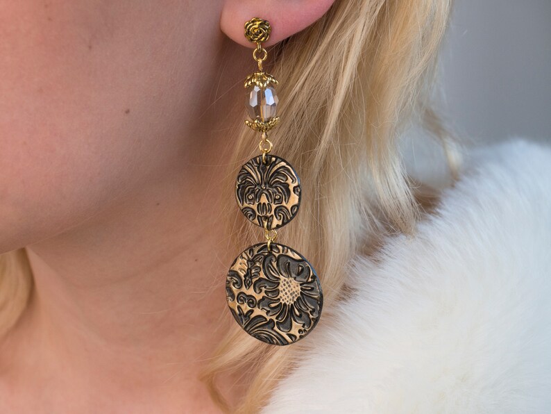 Polymer clay earrings black Goth earrings Mismatched earrings