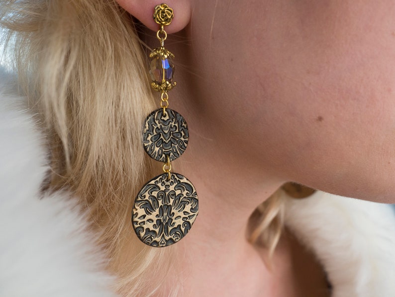 Polymer clay earrings black Goth earrings Mismatched earrings