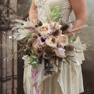Labyrinth Fantasy Blush Rose Peony Anemone/Dried Wedding Flowers/Bridal/Bridesmaid/Buttonholes/Corsage/Boutonniere/Cake/Table Arch Vine