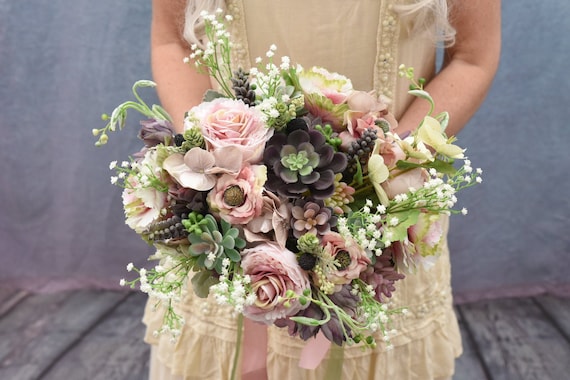 Ornamental Cabbage Rose Succulent Bridal Flowers Lilac, Pink