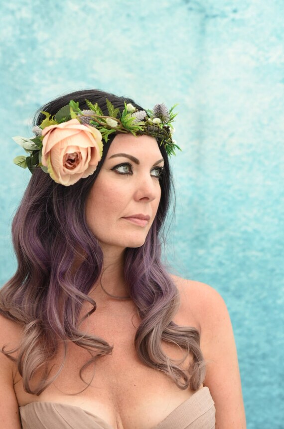 Skurrile Blume/Laub/knstliche/getrocknet/Haar Krone/Haar Kranz/Braut Krone/Gelegenheit  tragen Krone/Haar-Accessoire/Stirnband/rustikal/Boho Krone - Etsy.de