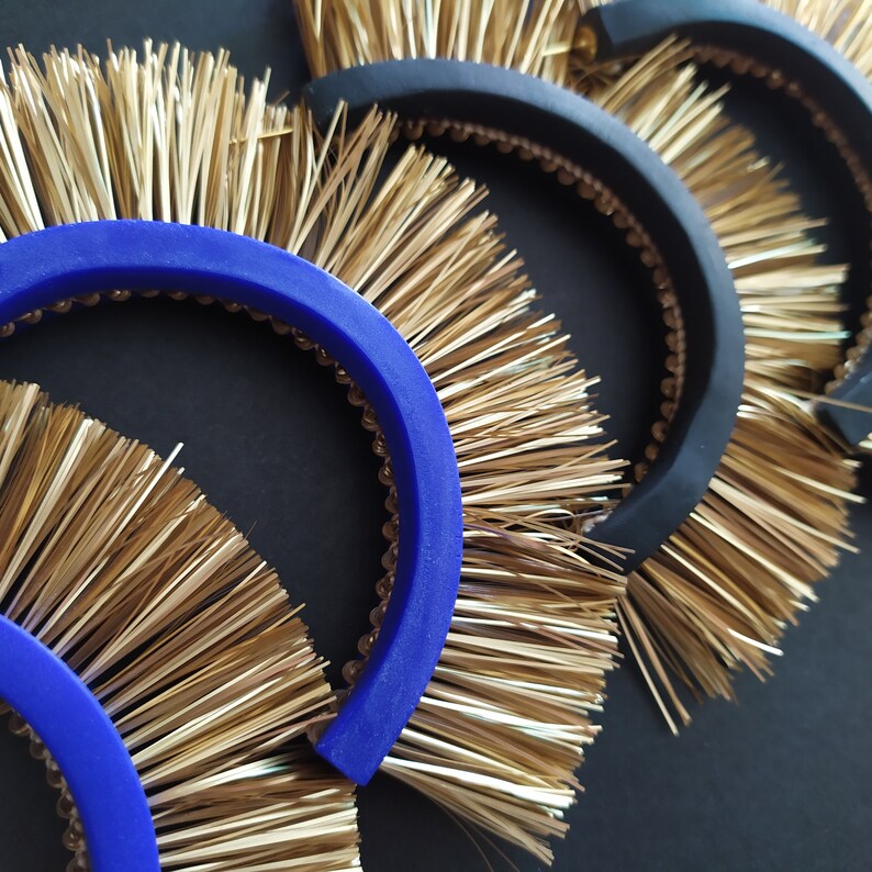 Handmade fringe hoop earrings blackbluegoldpolymer claysurgical steelgiftfor herfriend