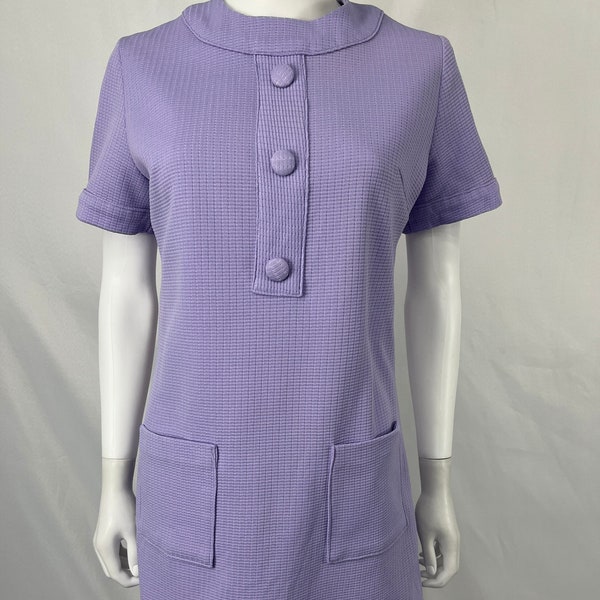 Vintage 60s/70s Homemade Purple Short Sleeve Mod Mini Dress \ Measures Size M \ PLEASE See Item Description And Photos