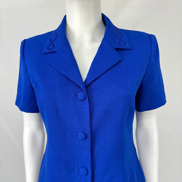 Vintage 80s Cobalt Blue Collared Blouse by Koret \ Size S-M \ See Item Description for Measurements and Details