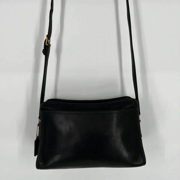 Vintage 1970’s Black Coach Swagger Bag / Made in NYC / View Description For Measurements And Condition Details