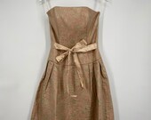 Dusty Rose Fully Lined Strapless Floral Dress By Gunne Sax Designer Jessica McClintock Size 10 See Measurements Made In The USA