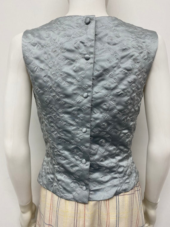 Vintage 90's Silvery Blue Sleeveless Top With Met… - image 8
