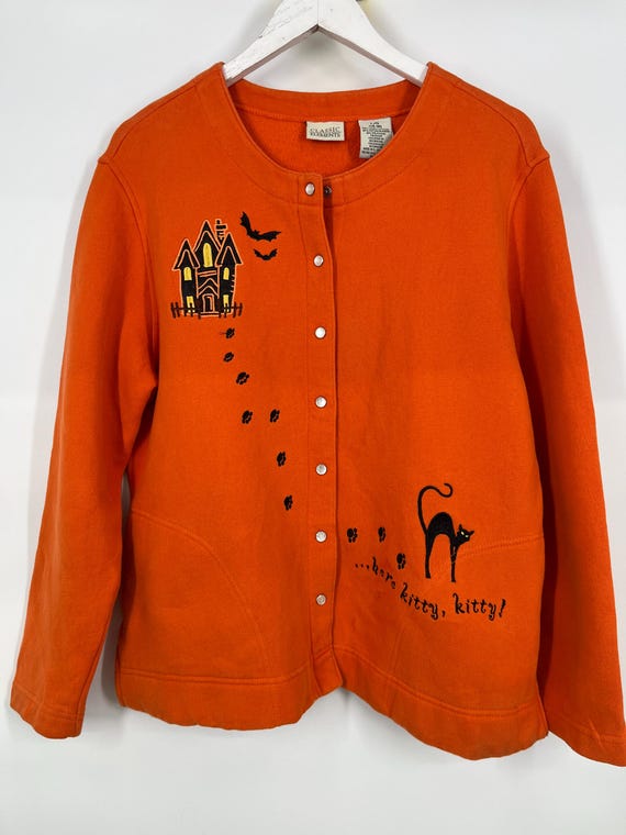 Vintage Classic Elements Orange Button Up Hallowe… - image 2
