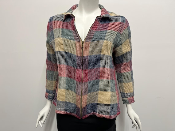 Vintage 90s Plaid Zip up Jacket by Fashion Bug / Size 22-24 / View