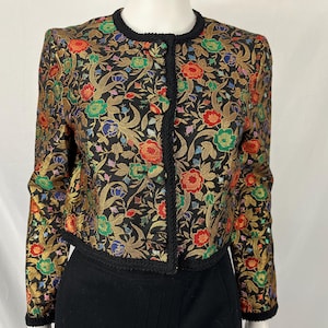 Vintage 80s/90s Talbots Floral Metallic Button Up Jacket \ Size 4P \ PLEASE See Item Description And Photos