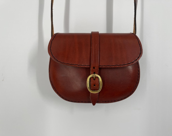 Vintage 80s Brown Leather Mini Bag By Bloomingdale's / Made In Ireland / View Description