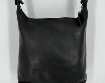 Vintage 70s Coach Faded Black Slim Bucket Bag \ Made in USA \ PLEASE SEE Item Description for Measurements and Details