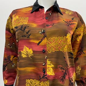 Vintage 90's Oversized Leaf Pattern Blouse - By Caliche Collection - Size 14 - See Description And Photos