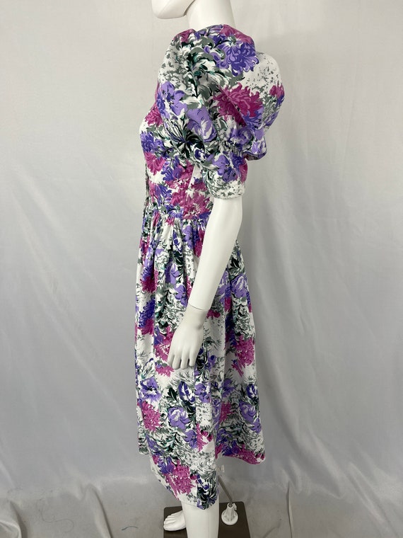 Vintage 80s Floral Puff Sleeve Dress By Act I / S… - image 3