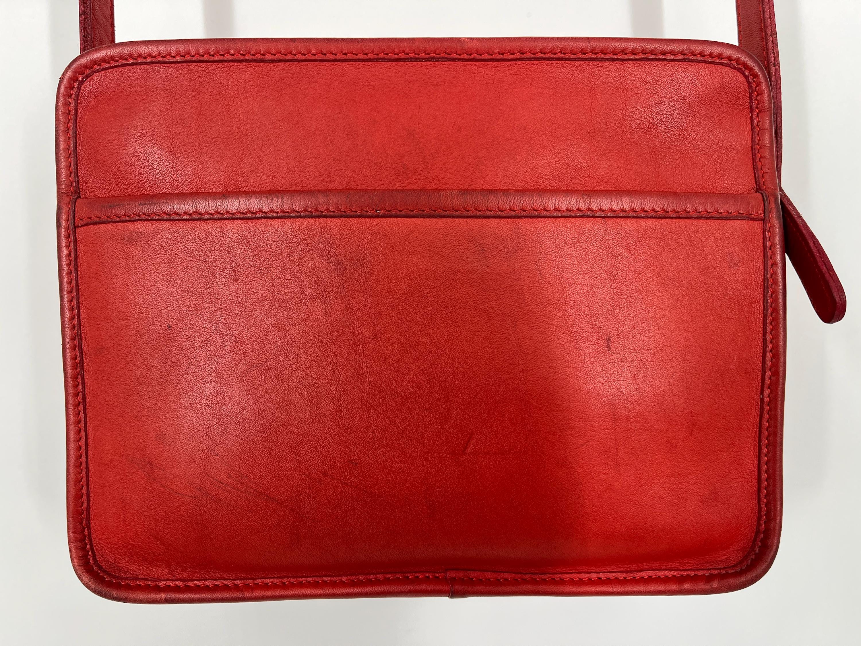 Vintage 80s Coach Red Blazer Crossbody / ZIPPER BROKEN / Made in