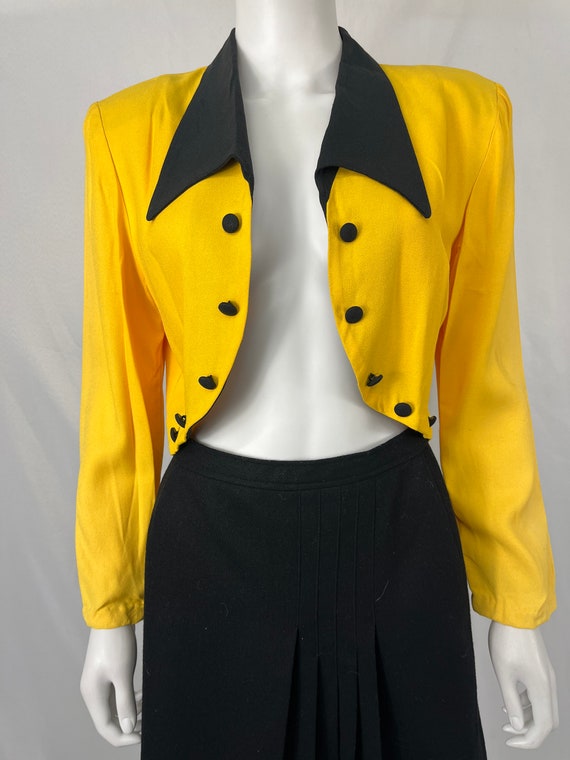 Vintage 80s Yellow And Black Long Sleeve Blazer B… - image 8