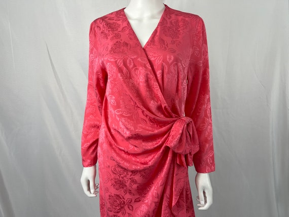 Vintage 90s Bright Pink Wrap Dress By Justine Tod… - image 1