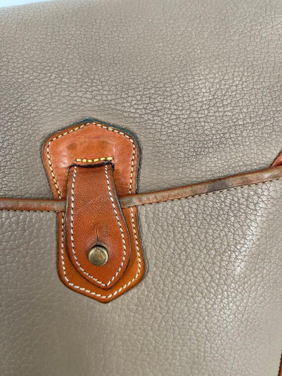 DOONEY & BOURKE Vintage Taupe & Tan Leather Flap Crossbody Shoulder Bag