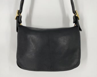 Vintage Y2K Coach Black Leather Legacy Zip  Shoulder Bag  Made