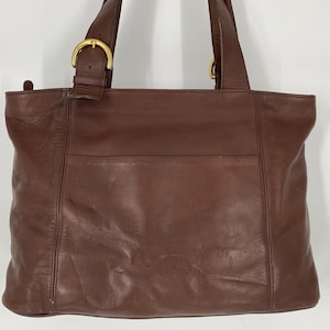 Vintage 90's Coach Dark Brown Leather Soho Zip Tote Shoulder Bag