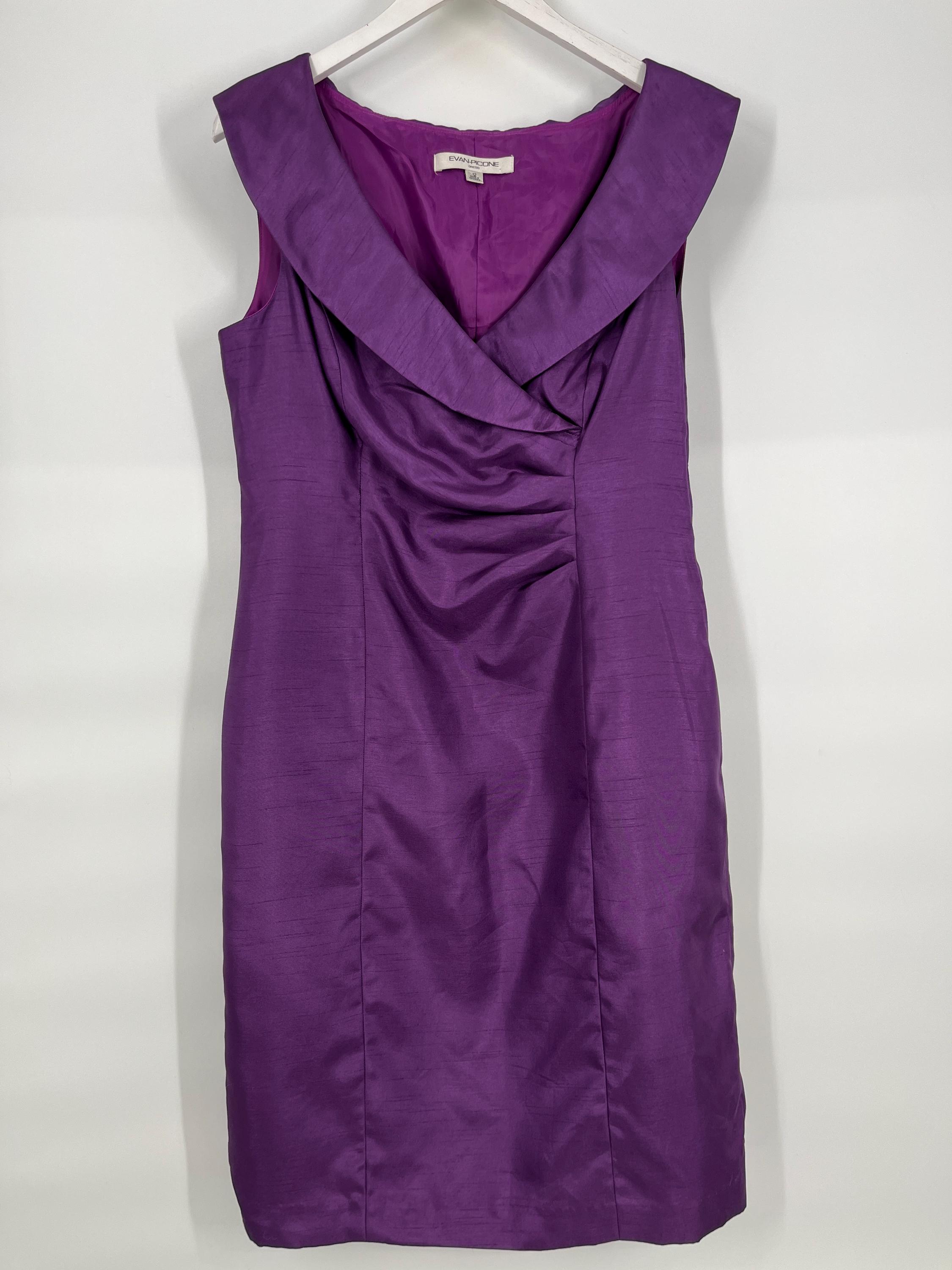 evan picone purple dress Vintage 80s Evan Picone Worsted Wool Dress Womens Size 16W Purple Button Detail