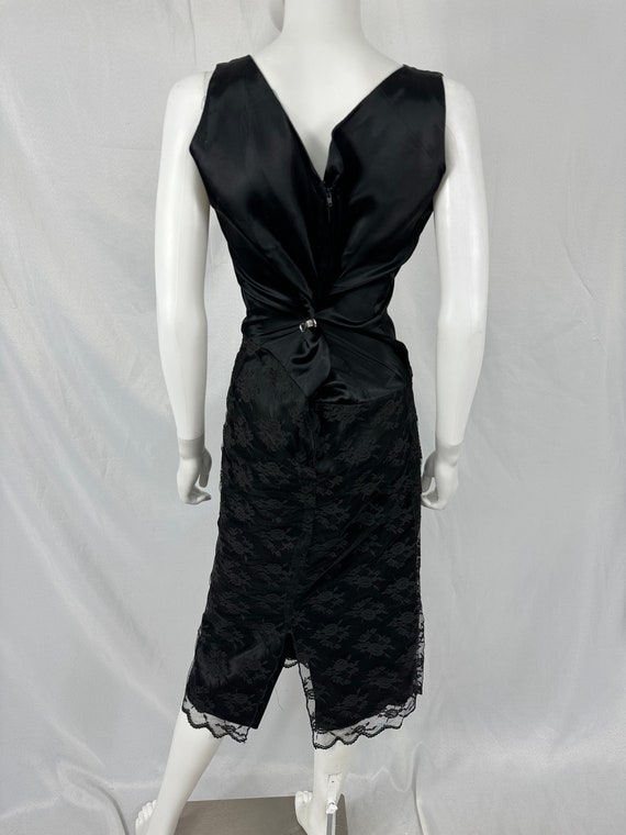 Vintage 90s Black Slip Dress with Lace Skirt \ Si… - image 5