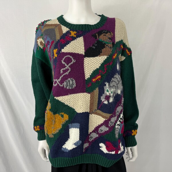 Hand Knit Green Terrier Dogs Sweater by Northern Isles main image 0