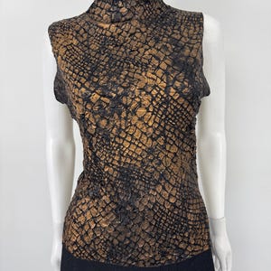 Vintage Y2K Textured Snake Skin Bronze & Black Tank by Tabou \ Size M \ See Item Description for Measurements and Details