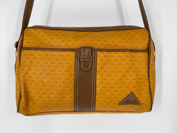 Vintage 80 s Liz Claiborne Orange Shoulder Bag With Brown Leather
