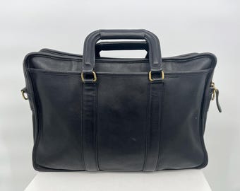 Vintage 90s Coach Black Lenox Brief Leather Briefcase #5213  Made