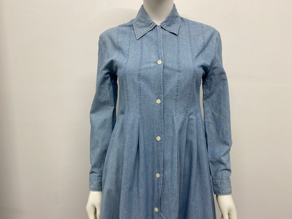 Vintage 90's %100 Cotton Blue Shirt Dress By Laur… - image 6