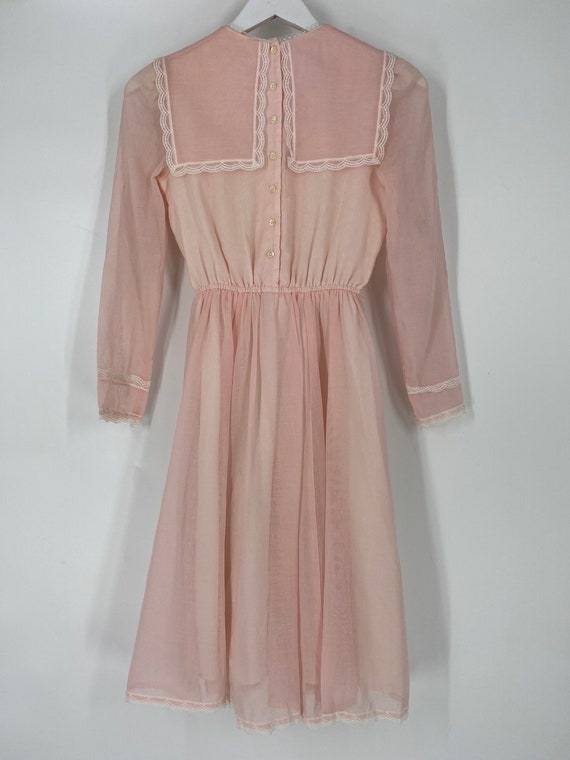 Vintage 80's Pink Children's Dress With Lace Deta… - image 8