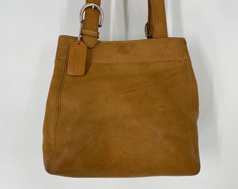 Vintage 90s Coach Mahogany Leather Shoulder Bucket Tote Bag #6008