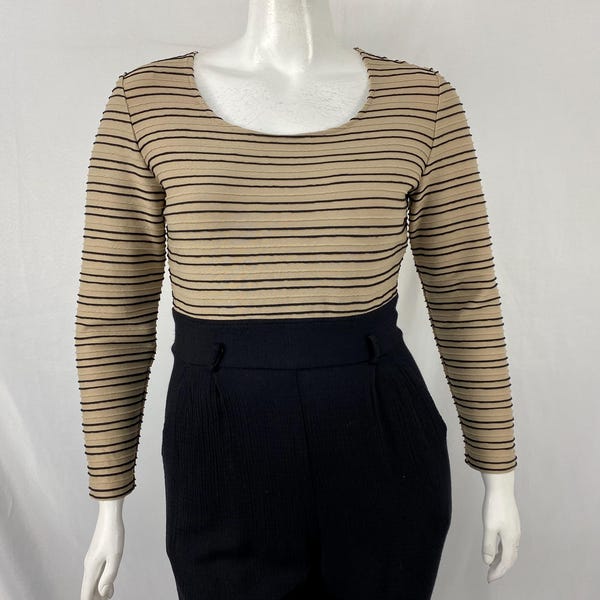 Vintage 90's Black And Beige Jumpsuit By John Roberts \ Measures Size L \ Please See Description And Photos