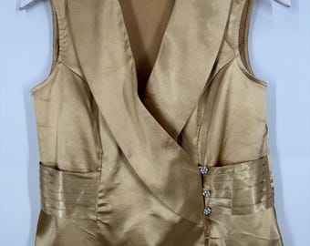 Vintage 80s/90s Gold Collared Formal Blouse by Metaphor \ Size S \ See Item Description for Measurements and Details