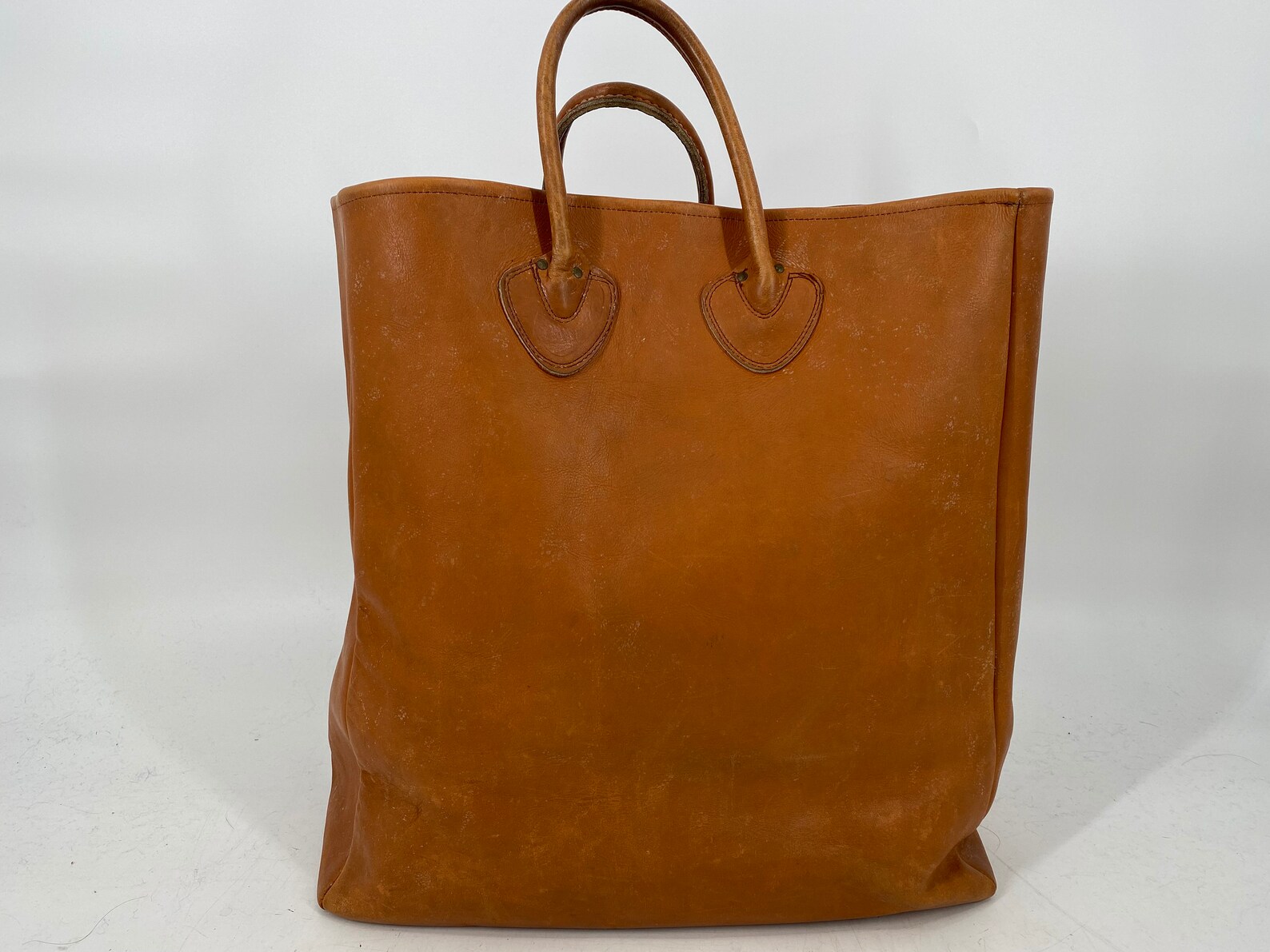 Vintage LL Bean Large British Tan Leather Tote \ Please See Item Measurements And Description \ Made In The USA