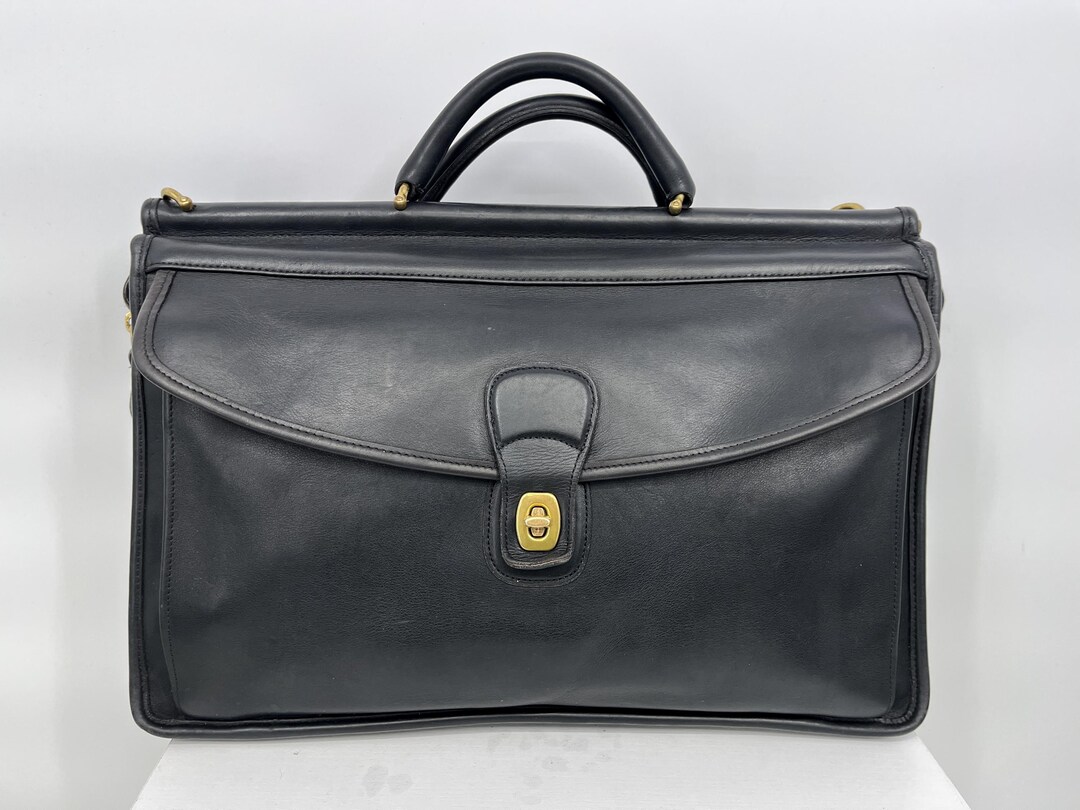 Vintage 90s Coach Black Lenox Brief Leather Briefcase #5213