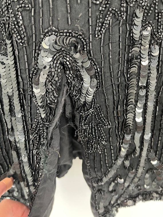 Vintage 80s Black Fully Sequin Silk Dress by Sten… - image 10