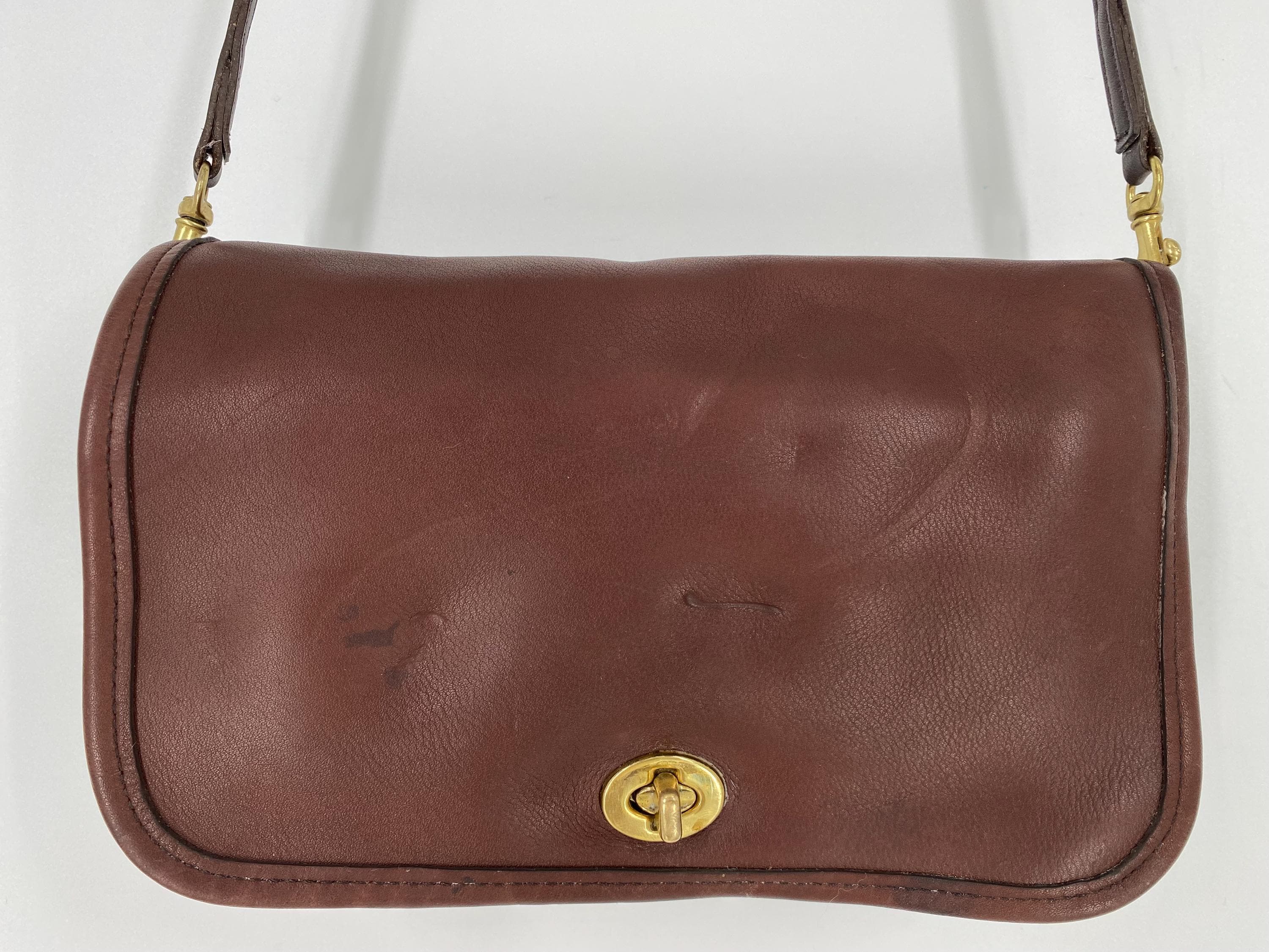 Vintage 1998 Coach Mahogany Leather Pocket Purse \ Shoulder Crossbody Bag \ Made In USA \ Please See Description, Photos And Video
