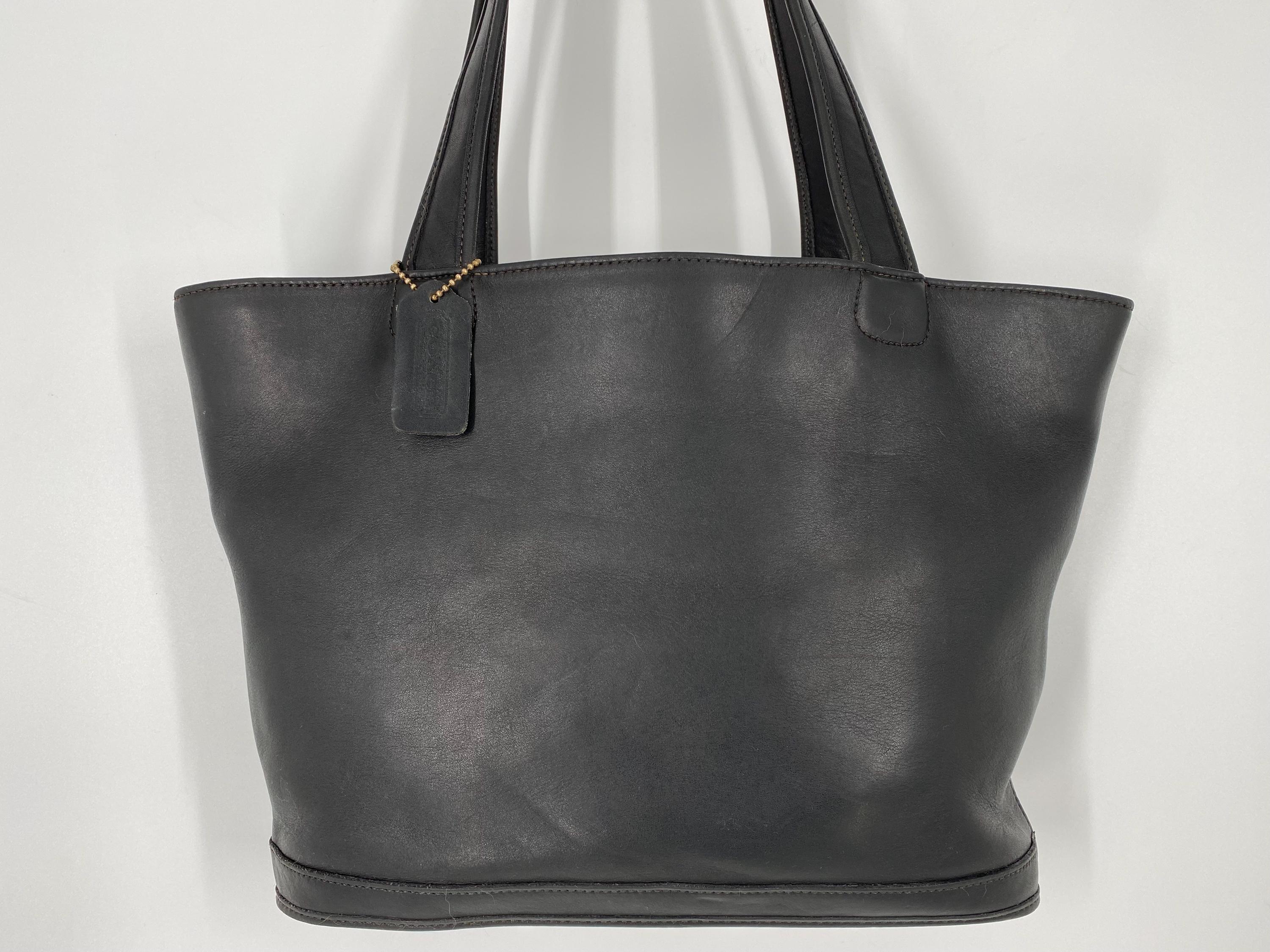 Vintage 90's Coach Black Leather Bleeker Basket Shoulder Bag #9302