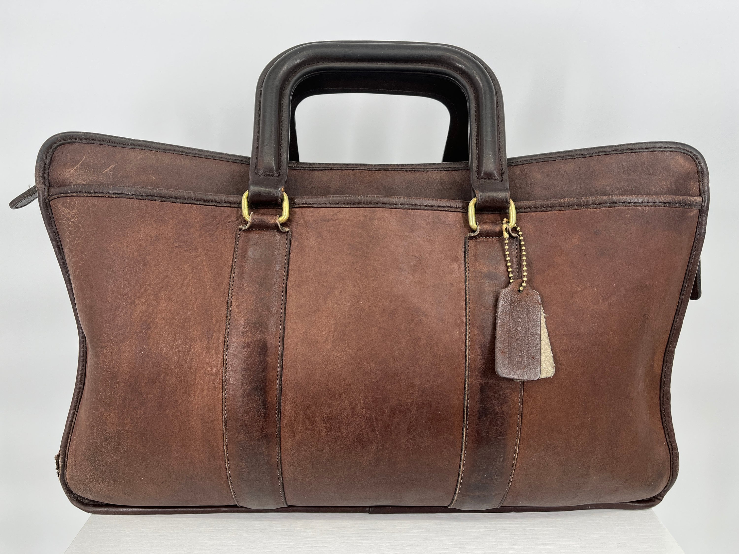 Vintage 80s Mocha Coach Embassy Briefcase / HEAVILY DAMAGED / Made