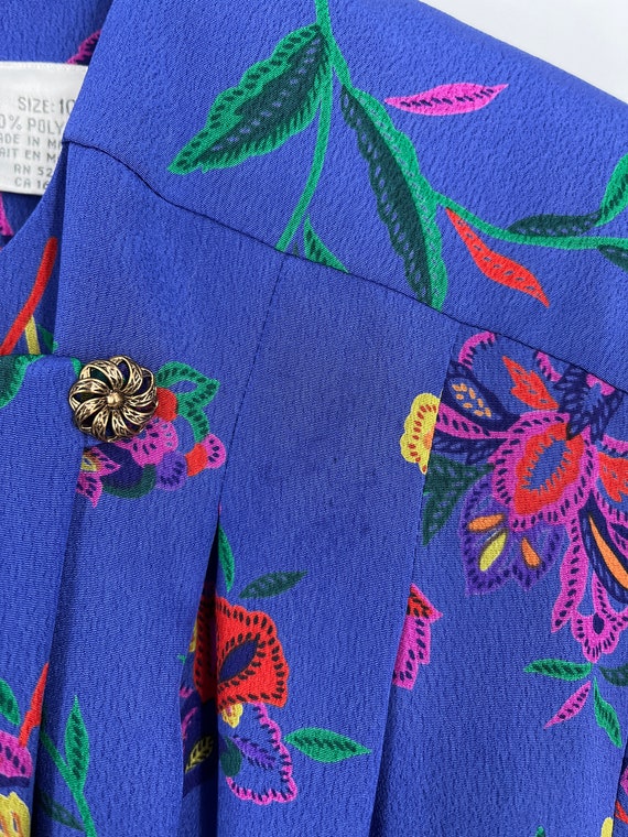 Vintage 80s Purple Floral Long Sleeve Dress By Li… - image 8