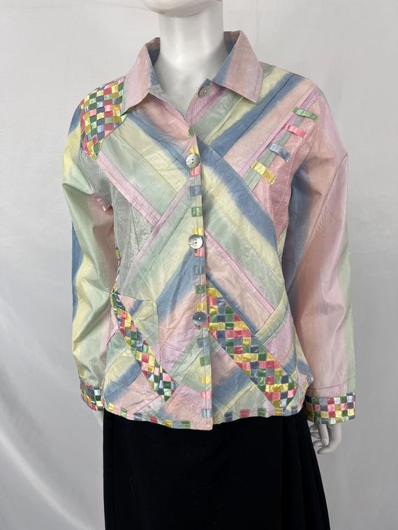 Vintage 90s Pastel Patchwork Jacket By Parsley & … - image 2