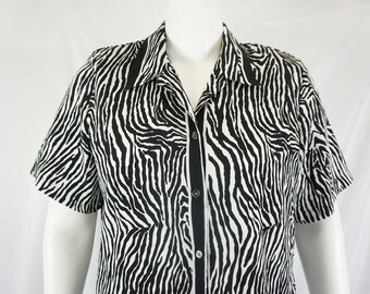 Vintage Zebra Print Blouse Size 16 / See Item Details For Measurements And Condition