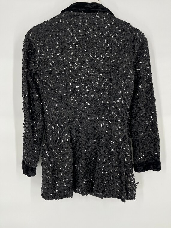 Vintage Black Fully Sequined Velvet Detail Blazer… - image 2