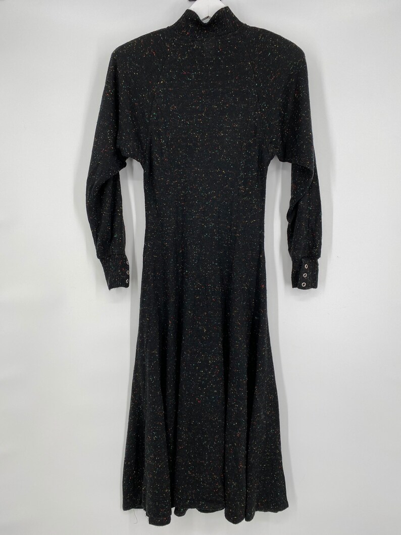 Vintage 80/'s Black Dress With Colorful Speckle Pattern By Just Us \\ Size 5 \\ See Measurements \\ Made In The USA
