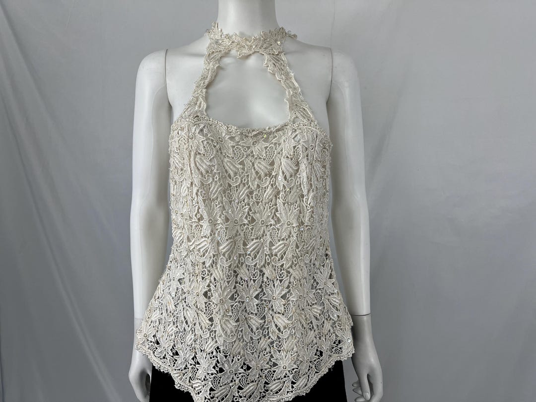 [ 私心大推！] lace halter top / white main image 0