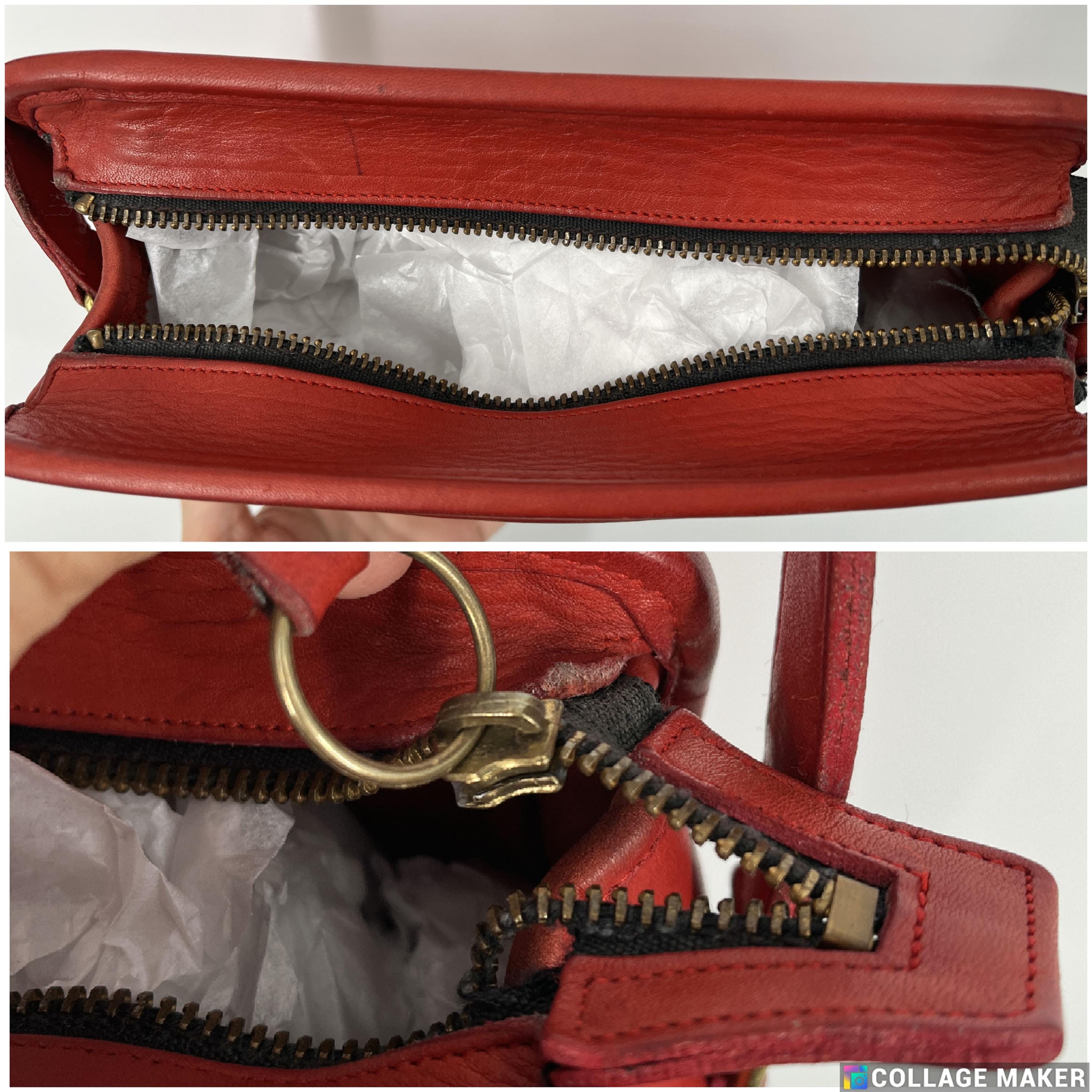 Vintage 80s Coach Red Blazer Crossbody / ZIPPER BROKEN / Made in